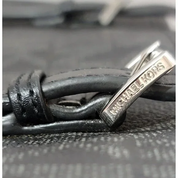 Michael Kors Tote Jet Set Signature Leather Black Silver - Picture 4 of 9